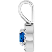 Sterling Silver 4 mm Lab-Grown Blue Sapphire & .05 CTW Natural Diamond Halo-Style Pendant