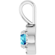 14K White 4 mm Natural Blue Zircon & .05 CTW Natural Diamond Halo-Style Pendant