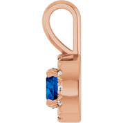 14K Rose 4 mm Lab-Grown Blue Sapphire & .05 CTW Natural Diamond Halo-Style Pendant