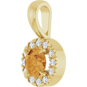 14K Yellow 4 mm Natural Citrine & .05 CTW Natural Diamond Halo-Style Pendant