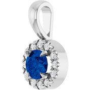 Sterling Silver 4 mm Lab-Grown Blue Sapphire & .05 CTW Natural Diamond Halo-Style Pendant