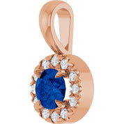 14K Rose 4 mm Lab-Grown Blue Sapphire & .05 CTW Natural Diamond Halo-Style Pendant