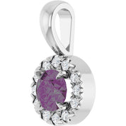 14K Lab-Grown Alexandrite & Emerald with Natural Diamond Halo-Style Pendant