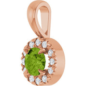 14K Rose 4 mm Natural Peridot & .05 CTW Natural Diamond Halo-Style Pendant