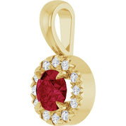 14K Yellow 4 mm Natural Ruby & .05 CTW Natural Diamond Halo-Style Pendant