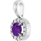14K White 4 mm Natural Amethyst & .05 CTW Natural Diamond Halo-Style Pendant