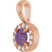 14K Lab-Grown Alexandrite & Emerald with Natural Diamond Halo-Style Pendant