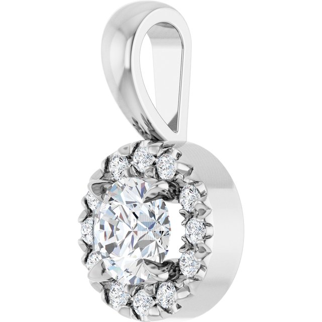 14K White 1/4 CTW Natural Diamond Halo-Style Pendant