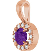 14K Rose 4 mm Natural Amethyst & .05 CTW Natural Diamond Halo-Style Pendant