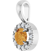 Sterling Silver 4 mm Natural Citrine & .05 CTW Natural Diamond Halo-Style Pendant