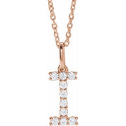 14K Rose 1/6 CTW Lab-Grown Diamond Initial I 16-18" Necklace