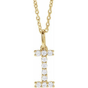 14K Yellow 1/6 CTW Lab-Grown Diamond Initial I 16-18" Necklace