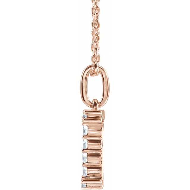 14K Rose 1/6 CTW Lab-Grown Diamond Initial I 16-18" Necklace