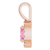 14K Rose 5x3 mm Natural Pink Tourmaline & .05 CTW Natural Diamond Halo-Style Pendant