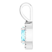 14K White 5x3 mm Natural Aquamarine & .05 CTW Natural Diamond Halo-Style Pendant