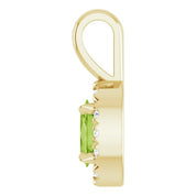 14K Yellow 5x3 mm Natural Peridot & .05 CTW Natural Diamond Halo-Style Pendant