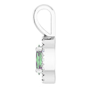 14K Lab-Grown Alexandrite & Emerald 5x3 mm with .05 CTW Natural Diamond Halo Pendant