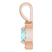 14K Rose 5x3 mm Natural Blue Zircon & .05 CTW Natural Diamond Halo-Style Pendant