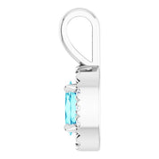 Sterling Silver 5x3 mm Natural Blue Zircon & .05 CTW Natural Diamond Halo-Style Pendant