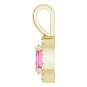 14K Yellow 5x3 mm Natural Pink Tourmaline & .05 CTW Natural Diamond Halo-Style Pendant