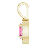 14K Yellow 5x3 mm Natural Pink Tourmaline & .05 CTW Natural Diamond Halo-Style Pendant