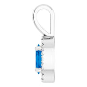 Sterling Silver 5x3 mm Lab-Grown Blue Sapphire & .05 CTW Natural Diamond Halo-Style Pendant