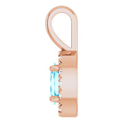 14K Rose 5x3 mm Natural Aquamarine & .05 CTW Natural Diamond Halo-Style Pendant