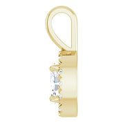 14K Yellow 5x3 mm Natural White Sapphire & .05 CTW Natural Diamond Halo-Style Pendant