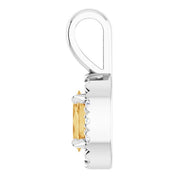 Sterling Silver 5x3 mm Natural Citrine & .05 CTW Natural Diamond Halo-Style Pendant