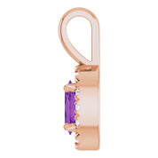 14K Rose 5x3 mm Natural Amethyst & .05 CTW Natural Diamond Halo-Style Pendant