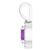 Sterling Silver 5x3 mm Natural Amethyst & .05 CTW Natural Diamond Halo-Style Pendant