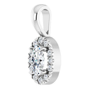 Sterling Silver 5x3 mm Natural White Sapphire & .05 CTW Natural Diamond Halo-Style Pendant