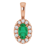 14K Lab-Grown Alexandrite & Emerald 5x3 mm with .05 CTW Natural Diamond Halo Pendant