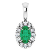 14K Lab-Grown Alexandrite & Emerald 5x3 mm with .05 CTW Natural Diamond Halo Pendant
