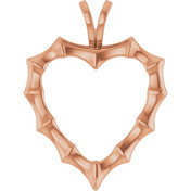 14K Rose Bamboo Heart Pendant