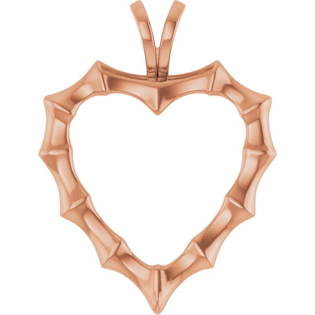 14K Rose Bamboo Heart Pendant
