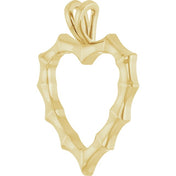 14K Yellow Bamboo Heart Pendant