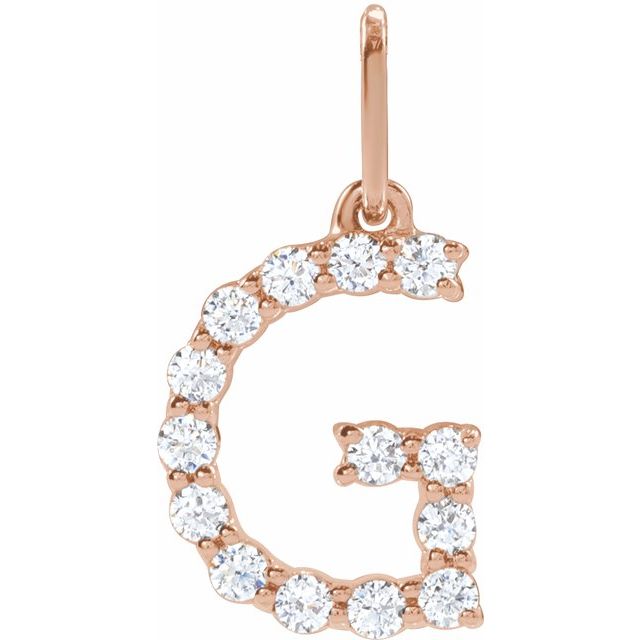 14K Rose 1/5 CTW Lab-Grown Diamond Initial G Pendant