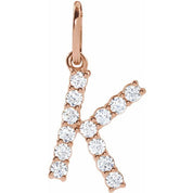 14K Rose 1/5 CTW Lab-Grown Diamond Initial K Pendant