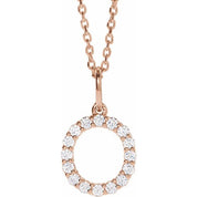 14K Rose 1/4 CTW Lab-Grown Diamond Initial O 16-18" Necklace