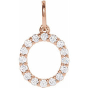 14K Rose 1/4 CTW Lab-Grown Diamond Initial O Pendant