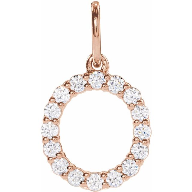 14K Rose 1/4 CTW Lab-Grown Diamond Initial O Pendant