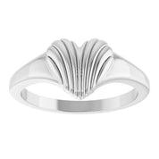 Platinum Ribbed Heart Ring