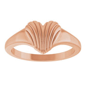 14K Rose Ribbed Heart Ring