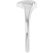 Platinum Ribbed Heart Ring