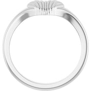 Platinum Ribbed Heart Ring