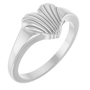 Platinum Ribbed Heart Ring