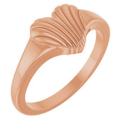 14K Rose Ribbed Heart Ring