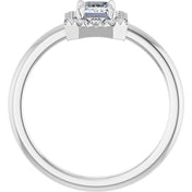 Sterling Silver Natural White Sapphire & 1/5 CTW Natural Diamond French-Set Halo-Style Ring