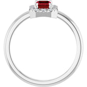 Platinum Lab-Grown Ruby & 1/5 CTW Natural Diamond French-Set Halo-Style Ring